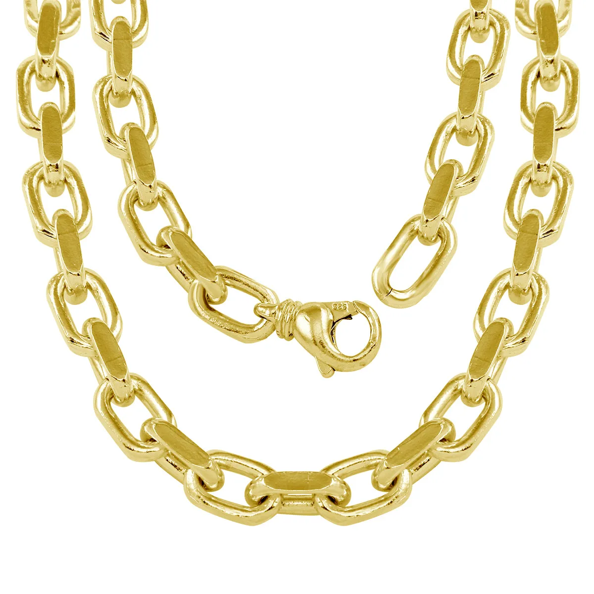 Men's 10k Yellow Gold Handmade Fashion Link Necklace 22" - 26" 7.7mm