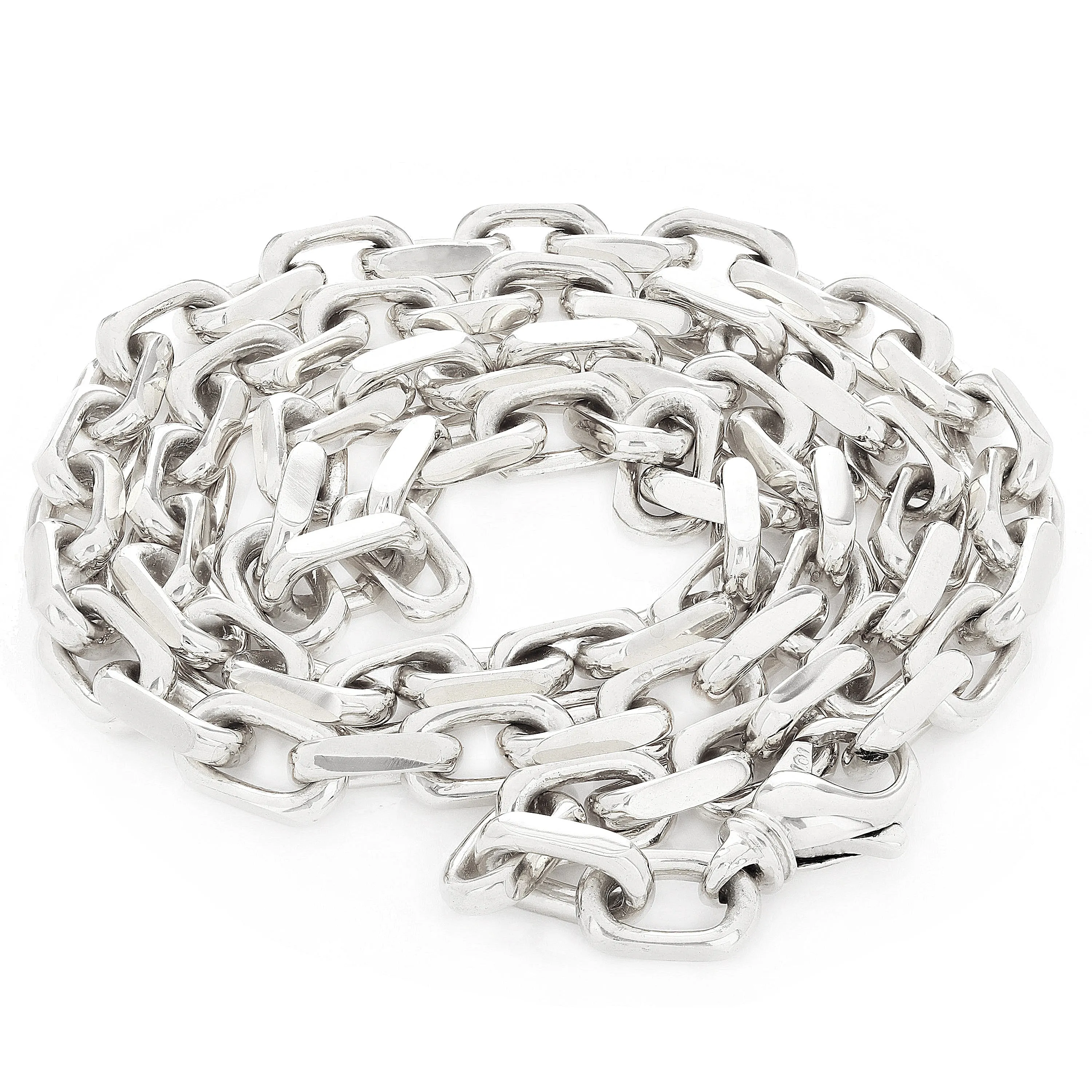 Men's 14k White Gold Solid Handmade Fashion Link Necklace 20" - 28" 7.9mm