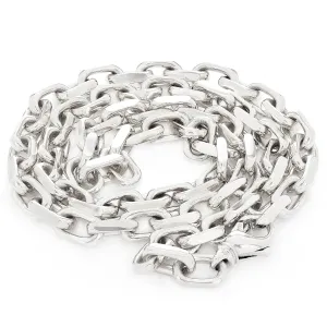 Men's 14k White Gold Solid Handmade Fashion Link Necklace 20" - 28" 7.9mm