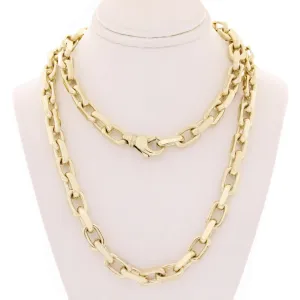 Men's 14k Yellow Gold Solid Handmade Fashion Link Necklace 20" - 28" 7.9mm
