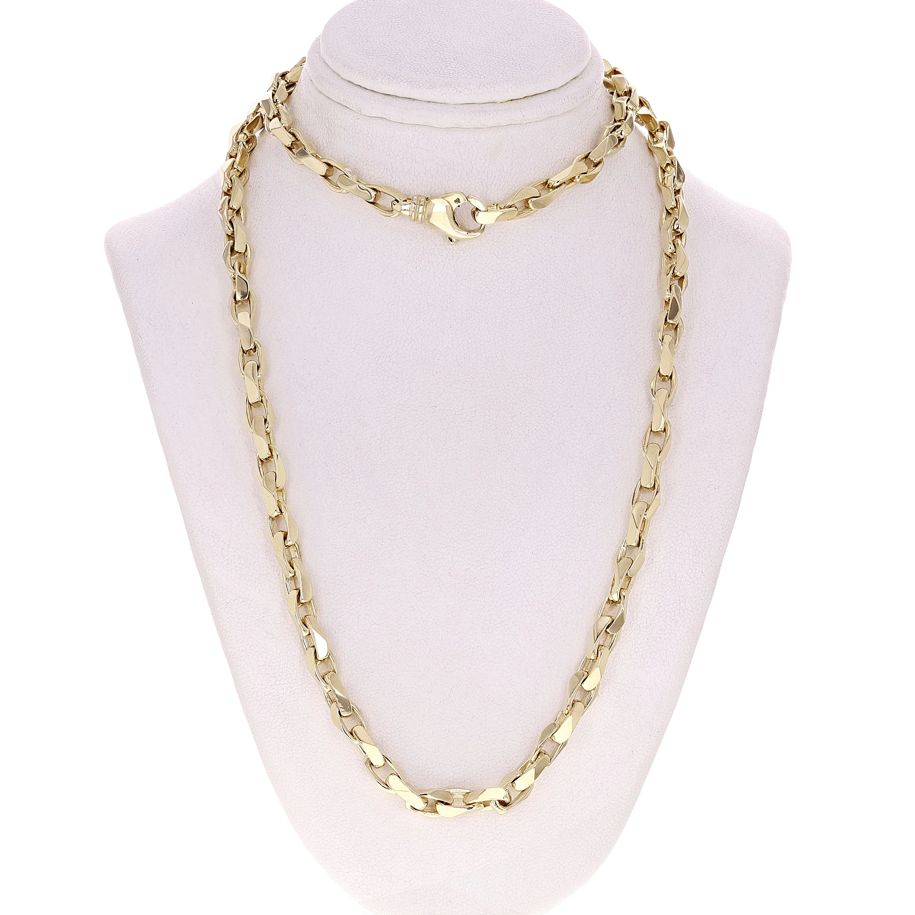 Men's 14k Yellow or White Gold Handmade Fashion Link Necklace 22" - 32" 5.4mm
