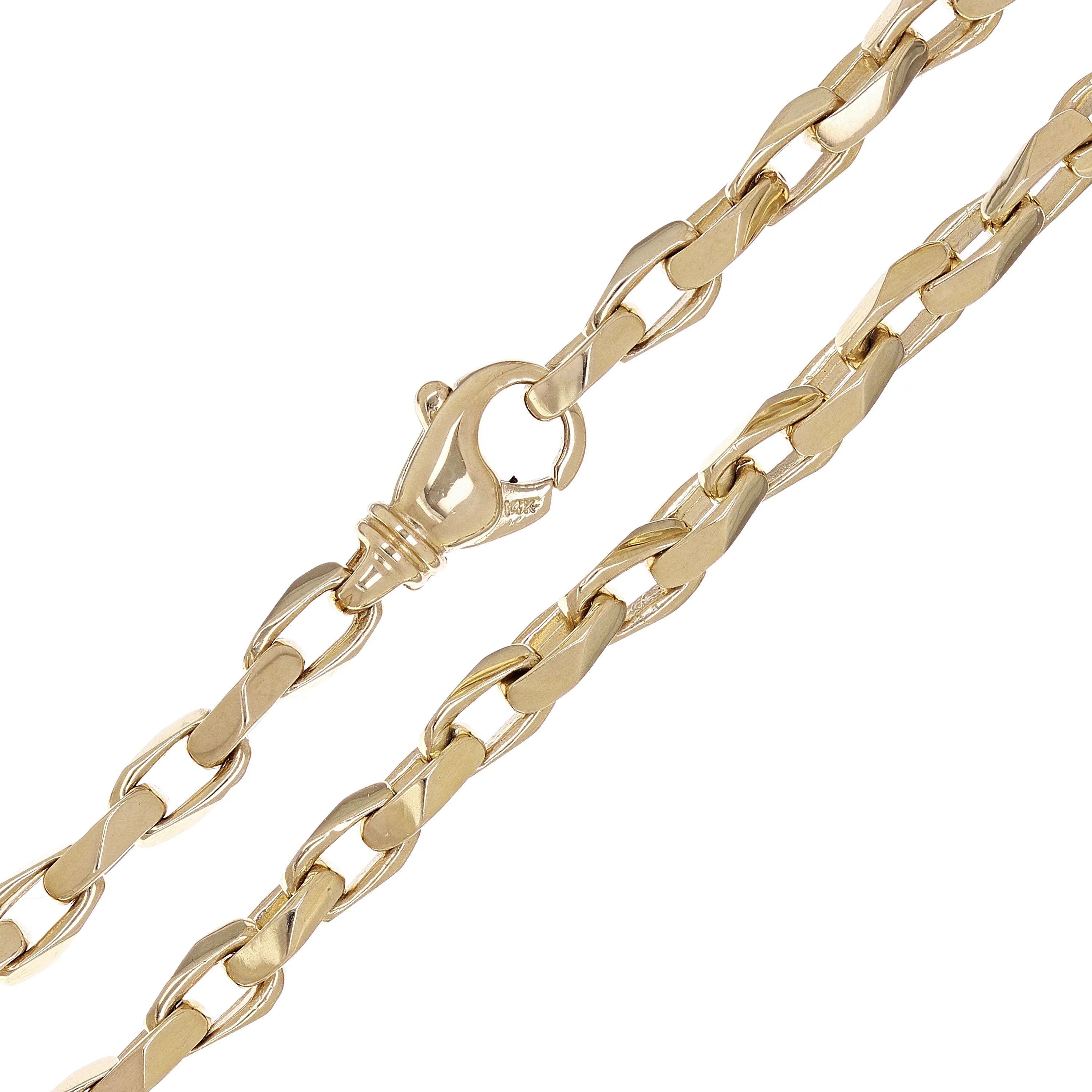 Men's 14k Yellow or White Gold Handmade Fashion Link Necklace 22" - 32" 5.4mm