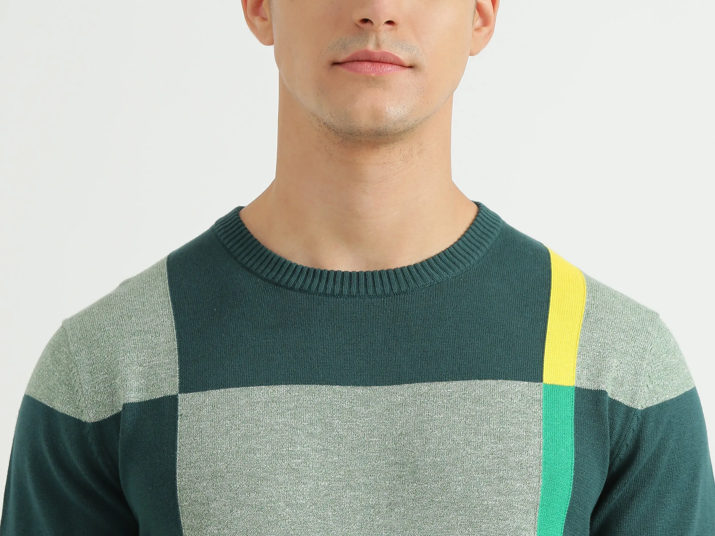Mens Long Sleeve Check Sweater