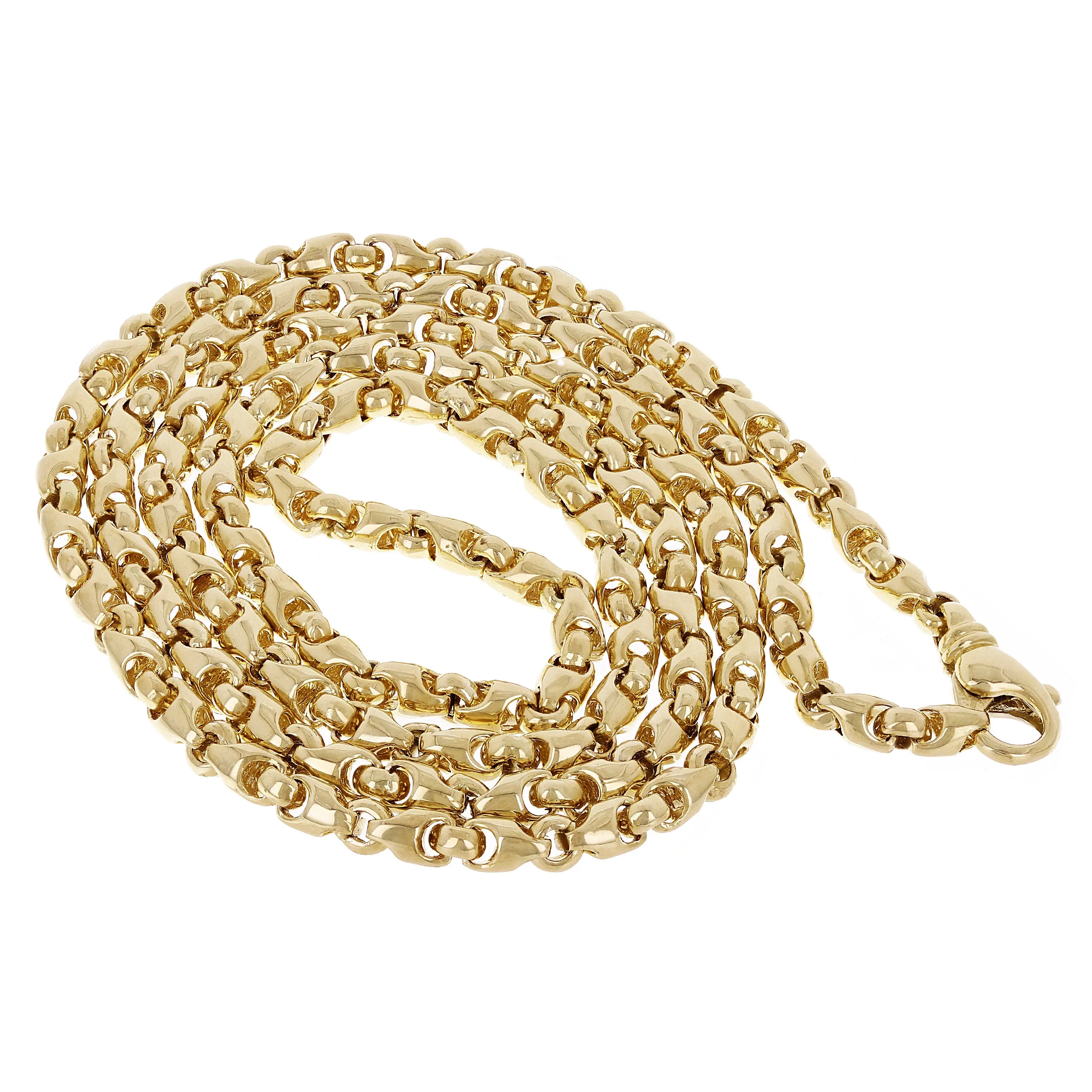 Men's Solid 10k Yellow Gold Handmade Fashion Link Necklace 24" 4.8mm 54.5 grams