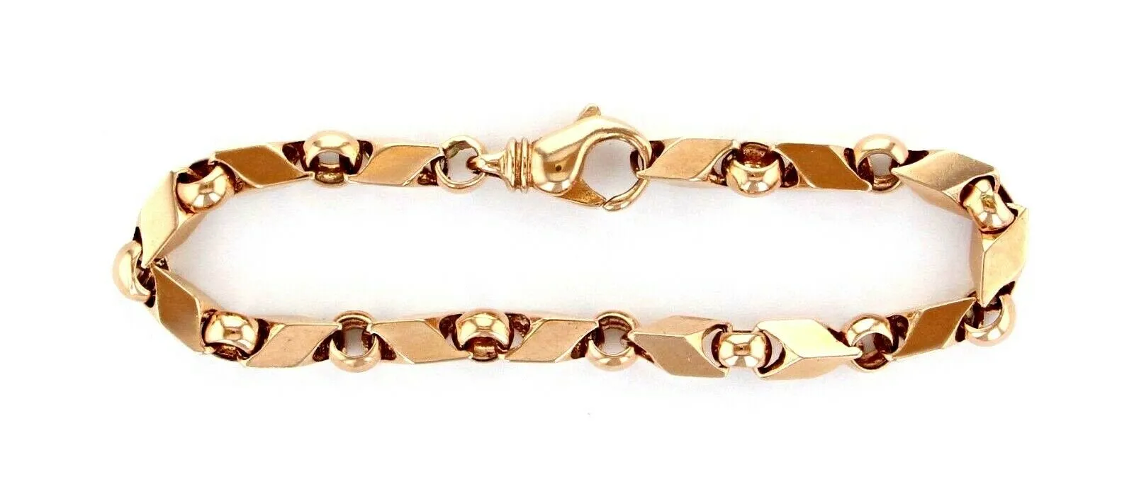 Men's Solid 14k Yellow or Rose Gold Handmade Fashion Link Bracelet 7" - 9" 7mm