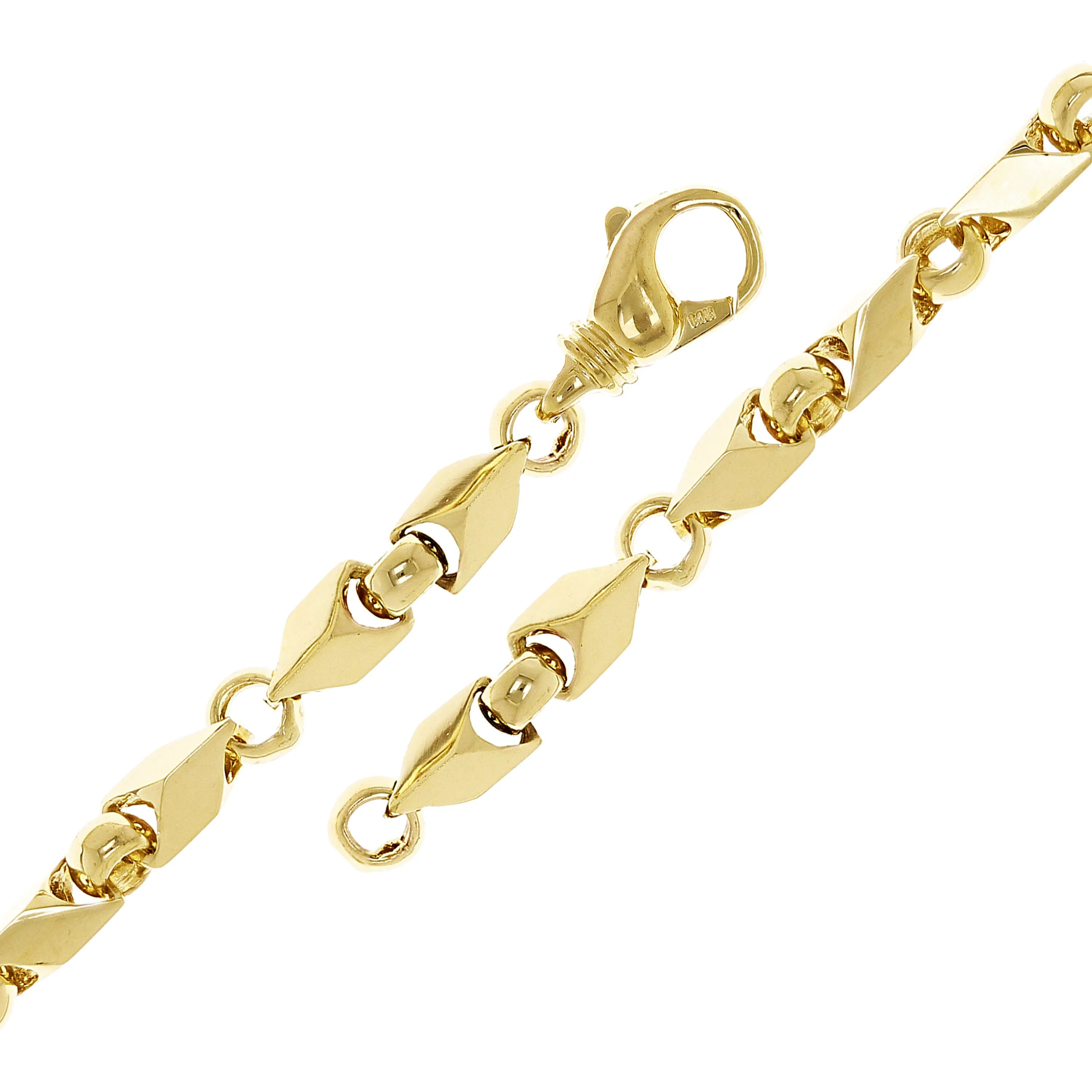 Men's Solid 14k Yellow or Rose Gold Handmade Fashion Link Bracelet 7" - 9" 7mm