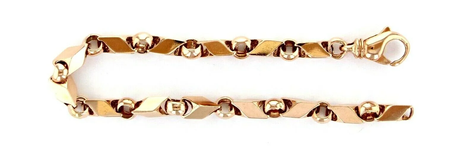 Men's Solid 14k Yellow or Rose Gold Handmade Fashion Link Bracelet 7" - 9" 7mm