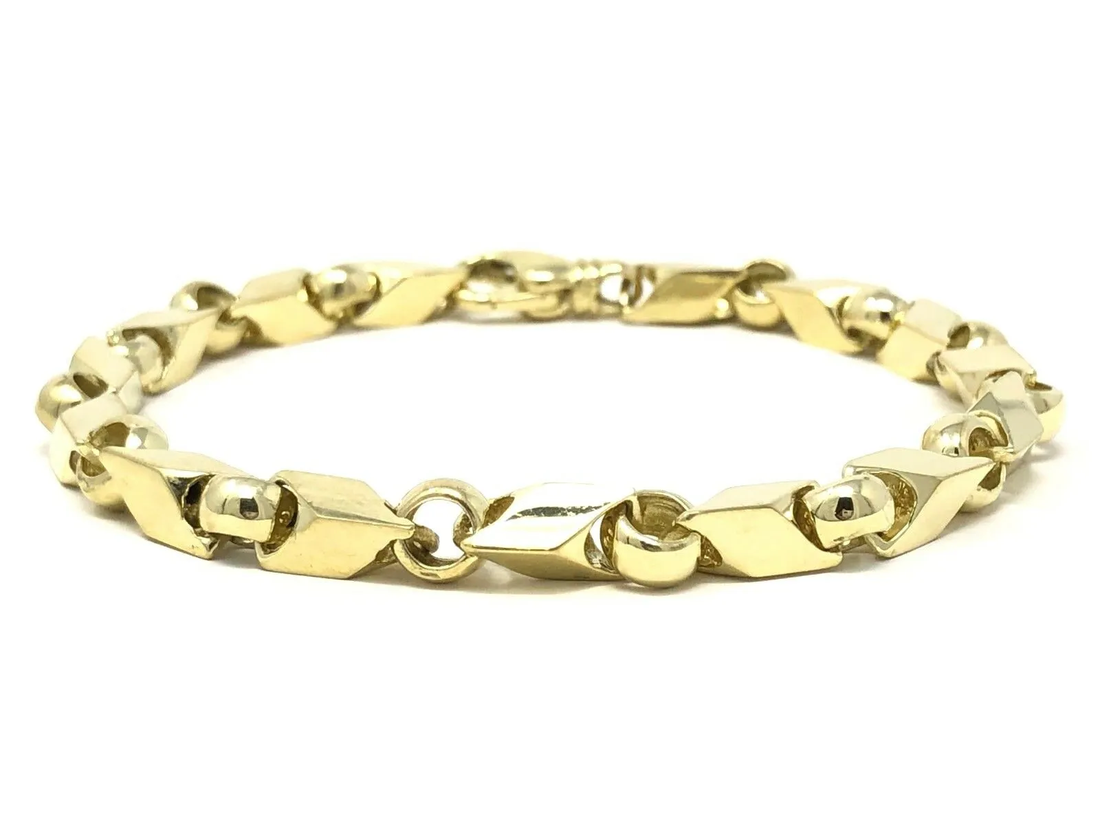 Men's Solid 14k Yellow or Rose Gold Handmade Fashion Link Bracelet 7" - 9" 7mm