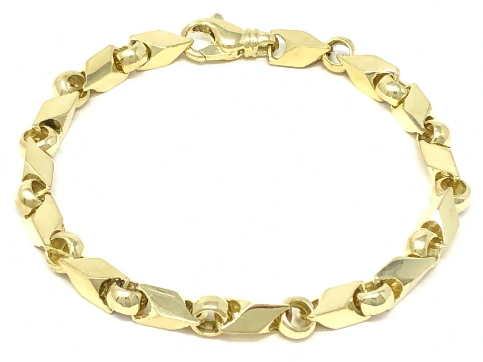 Men's Solid 14k Yellow or Rose Gold Handmade Fashion Link Bracelet 7" - 9" 7mm