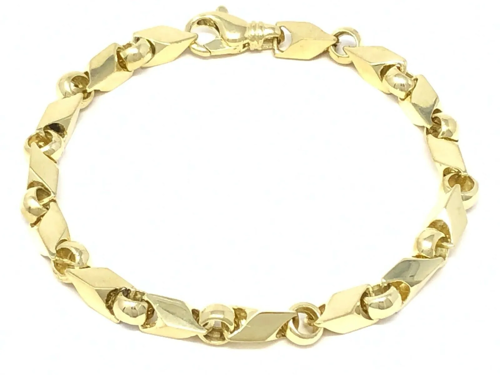 Men's Solid 14k Yellow or Rose Gold Handmade Fashion Link Bracelet 7" - 9" 7mm