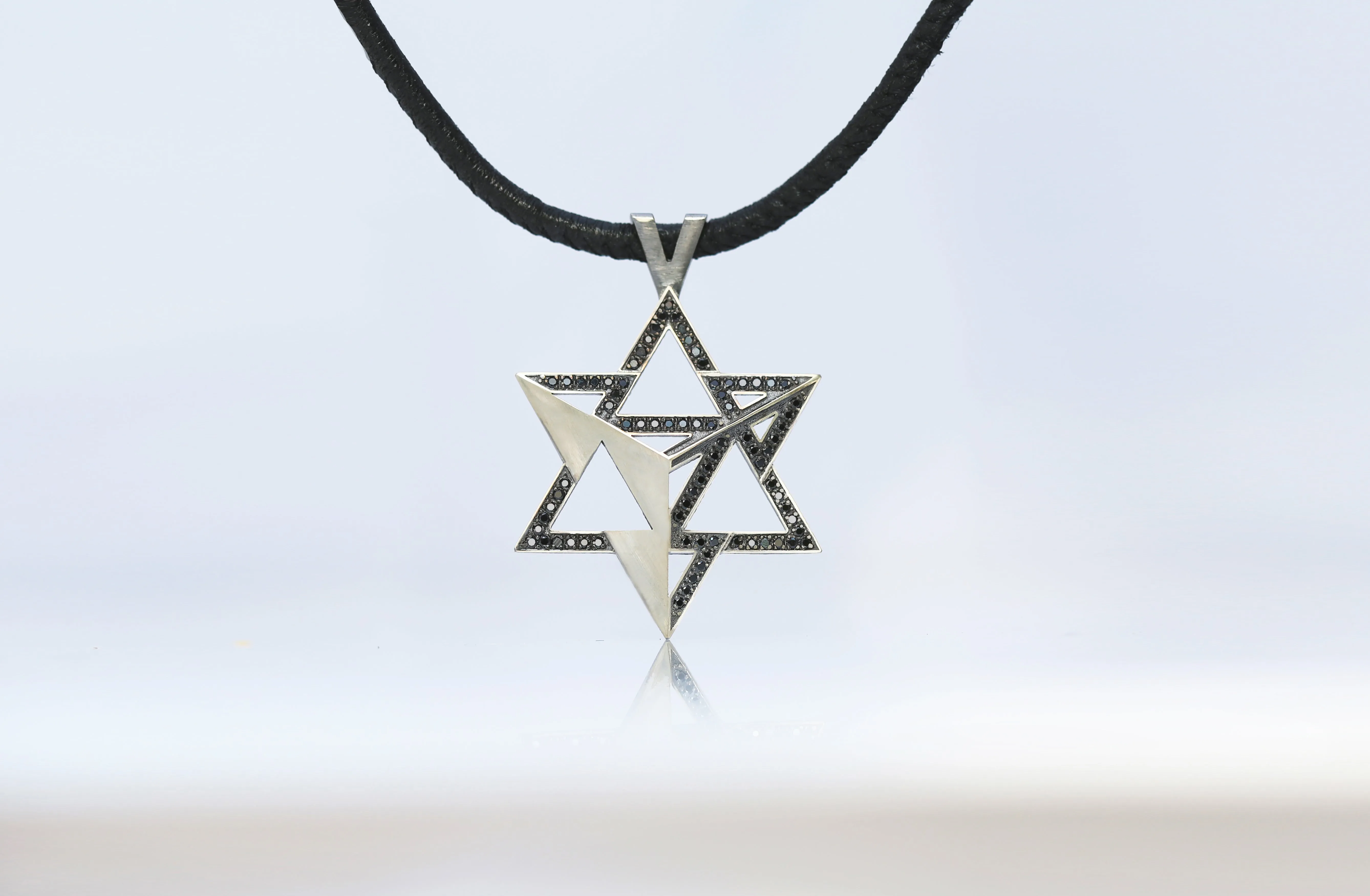 Merkavah Pendant set with Black Colored Diamond (Bleached)