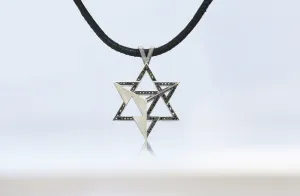Merkavah Pendant set with Black Colored Diamond (Bleached)