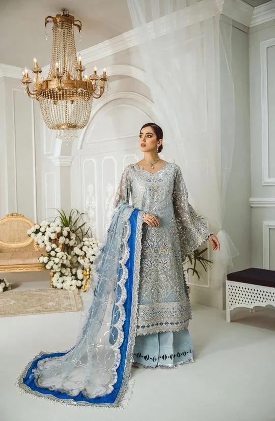 MFD-0005-Cobalt Clouds | Maryum N Maria Luxury Chiffon Collection 2021 | Unstitched Embroidered Net Suits