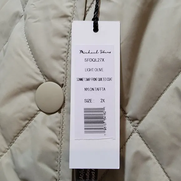 Michael Stars Sonnet Quilted Jacket Light Olive Size 2X NEW!