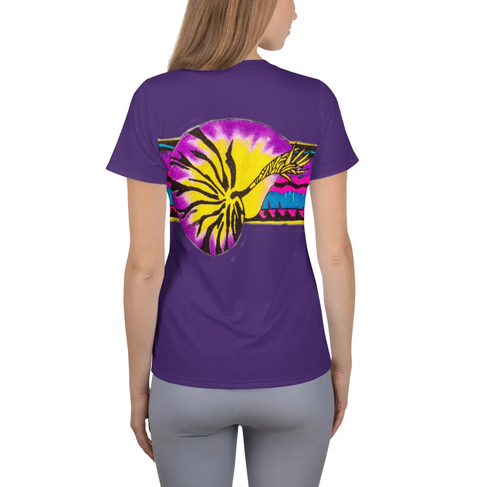 Micronesian Nautilus Thatch Design Ladies All-Over Print Women's Athletic T-shirt