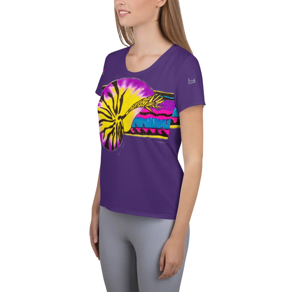 Micronesian Nautilus Thatch Design Ladies All-Over Print Women's Athletic T-shirt