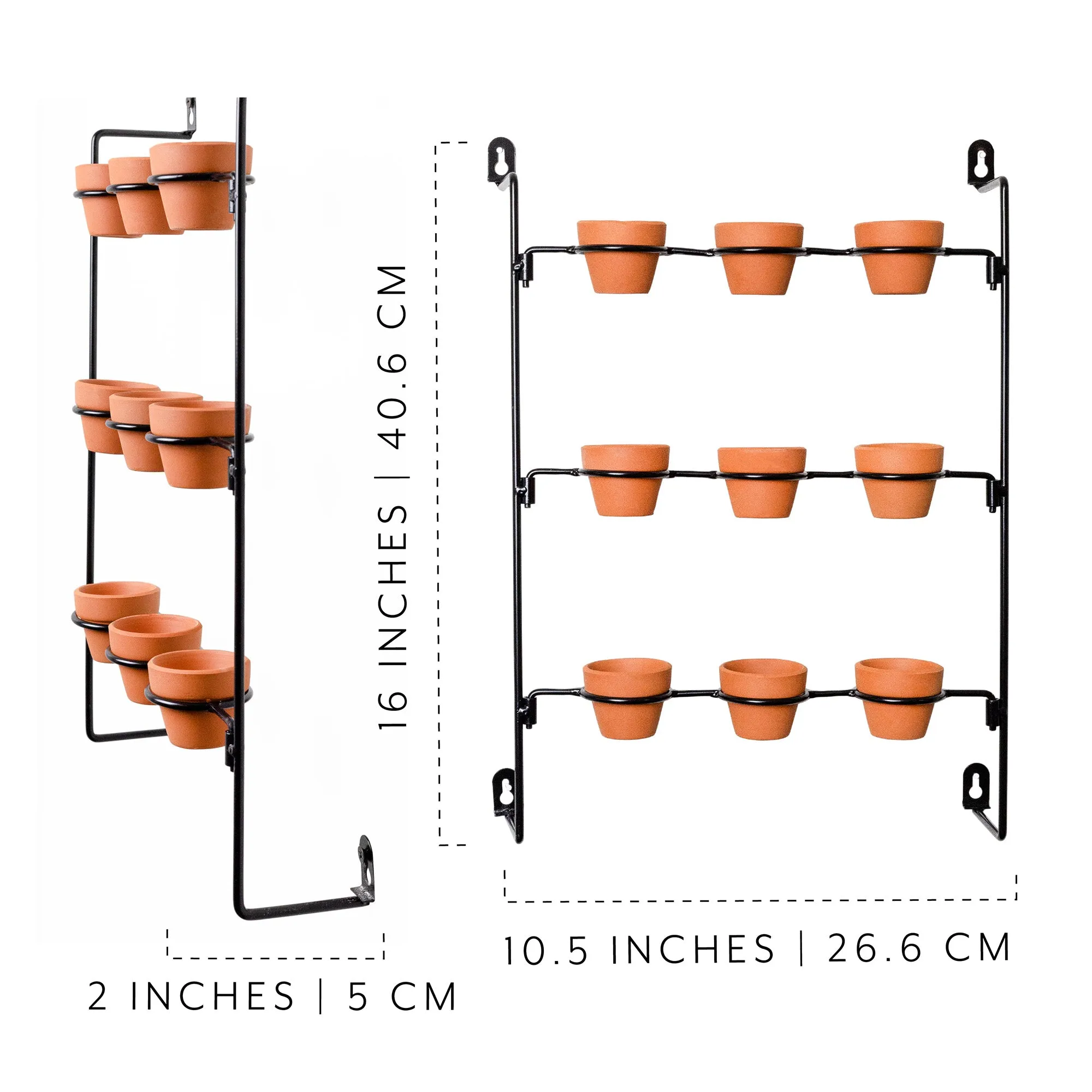 Mini Clay Pot Hanging Rack (2-Inch w/ Pots, Case of 16)