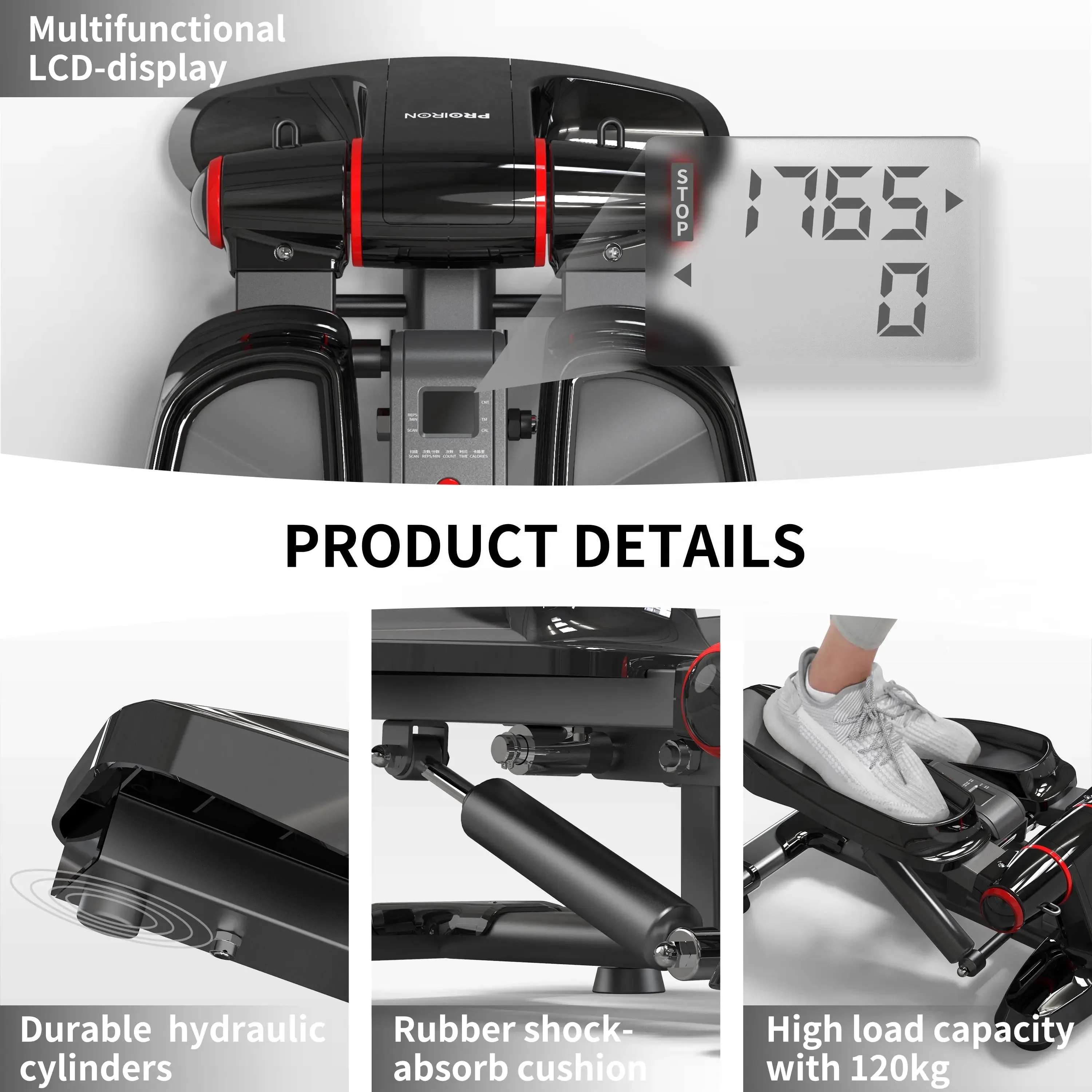 Mini Hydraulic Stepper with LCD Monitor   Free Resistance bands