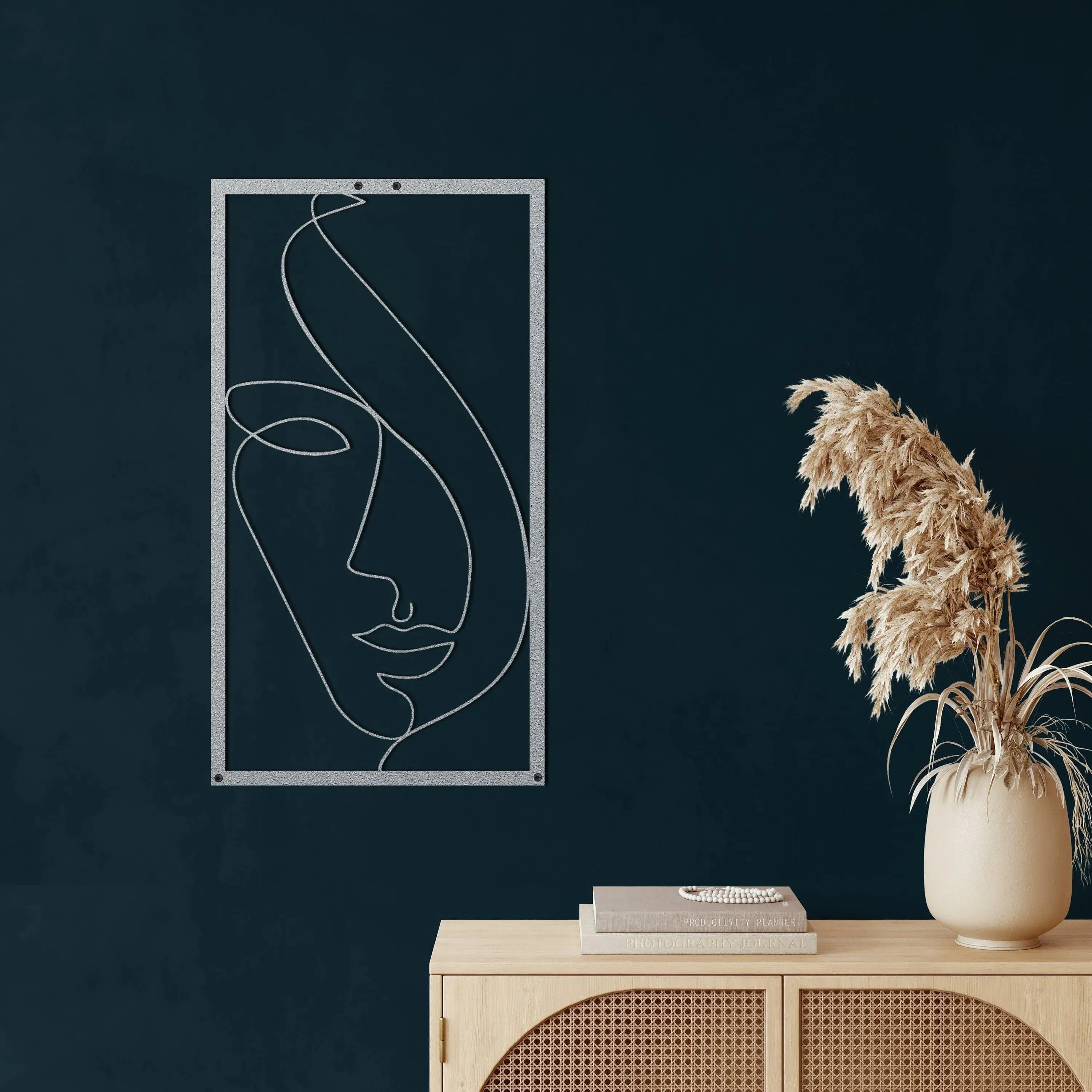 Minimalist Abstract Female Face Metal Wall Hanging Decor
