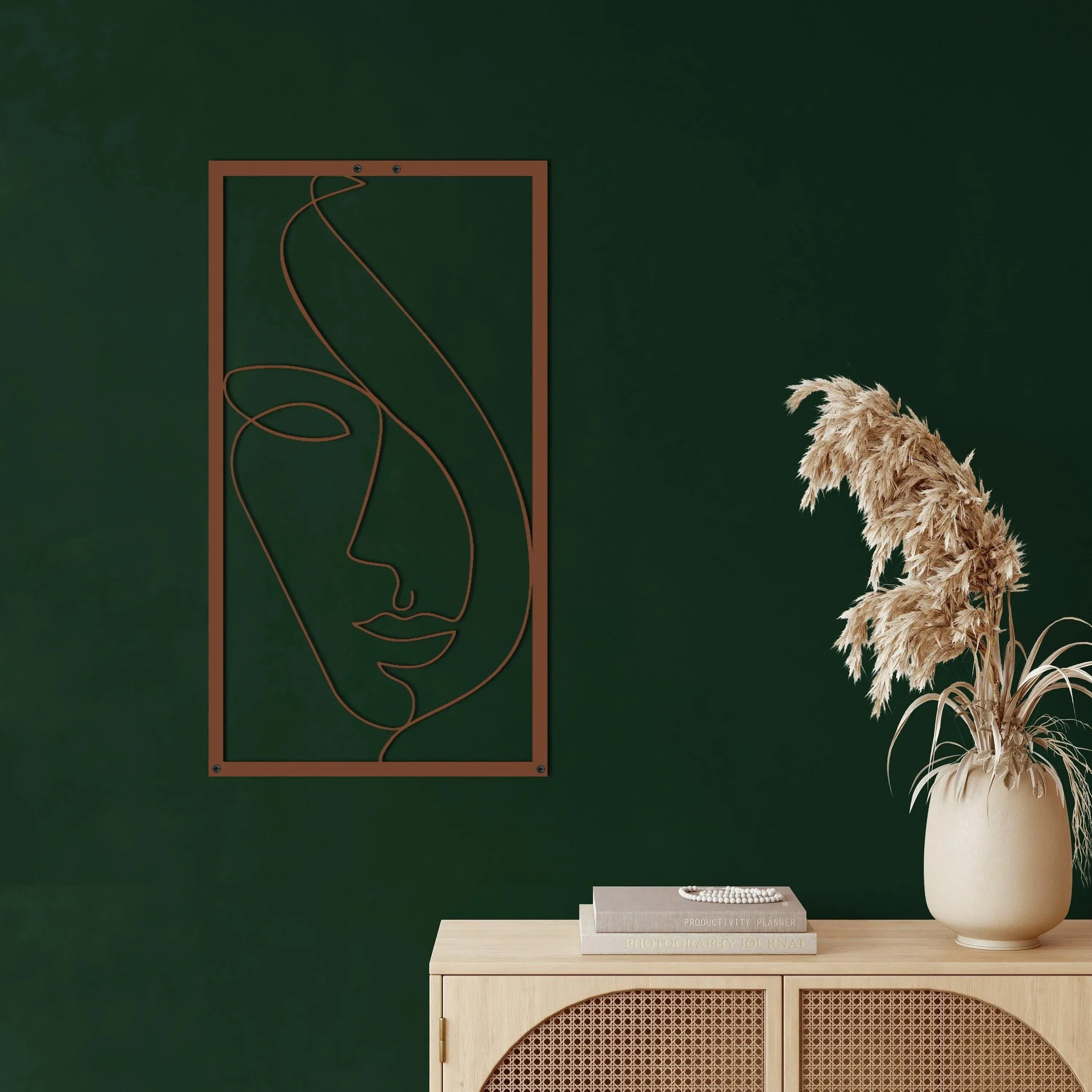 Minimalist Abstract Female Face Metal Wall Hanging Decor