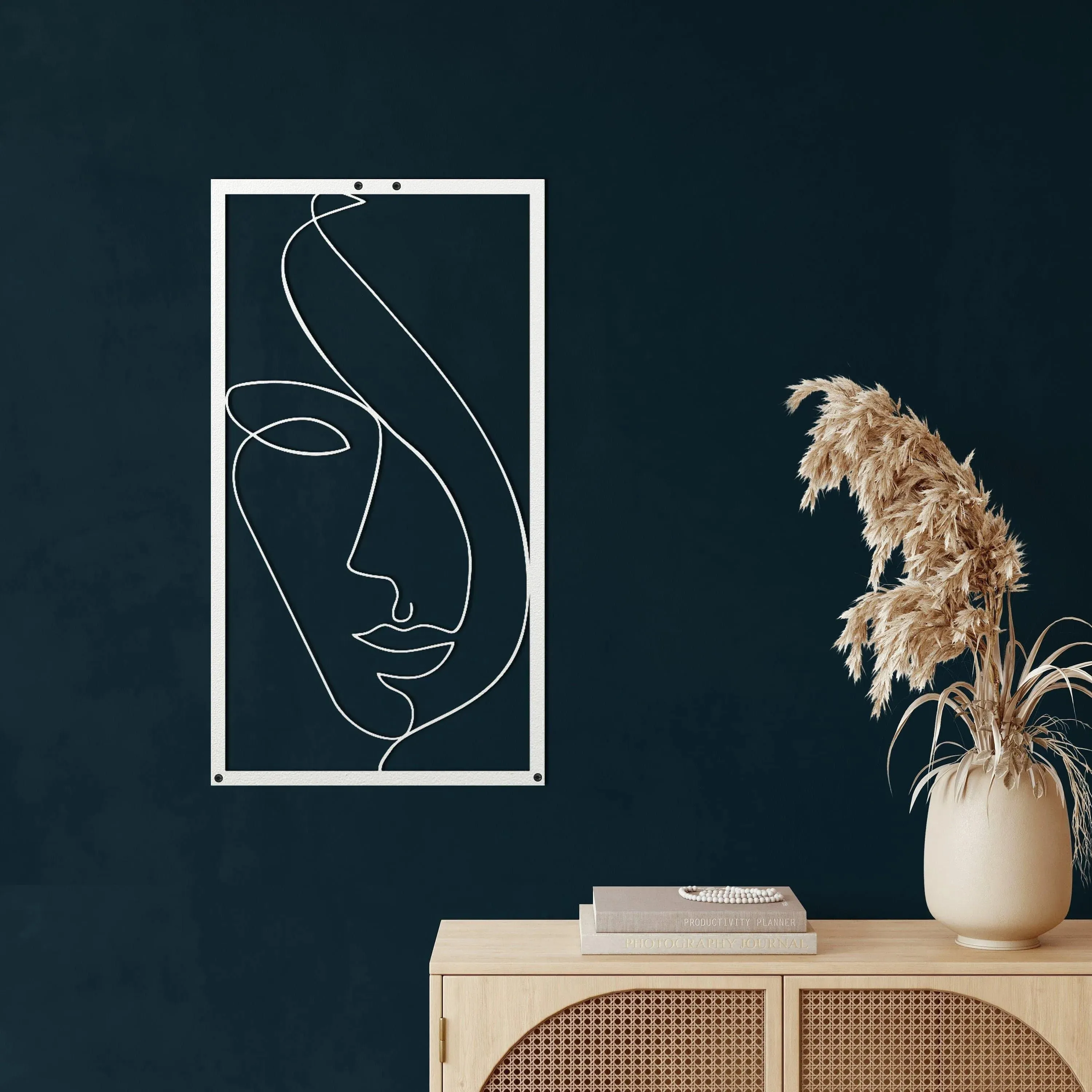 Minimalist Abstract Female Face Metal Wall Hanging Decor