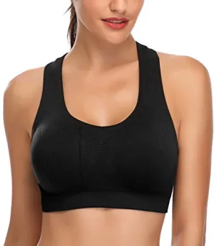 Mirity Women Racerback Sports Bras - High Impact Workout Gym Activewear Bra Color Black Size XL