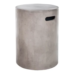 Modern Concrete & Fiber Outdoor Side Table with Handles