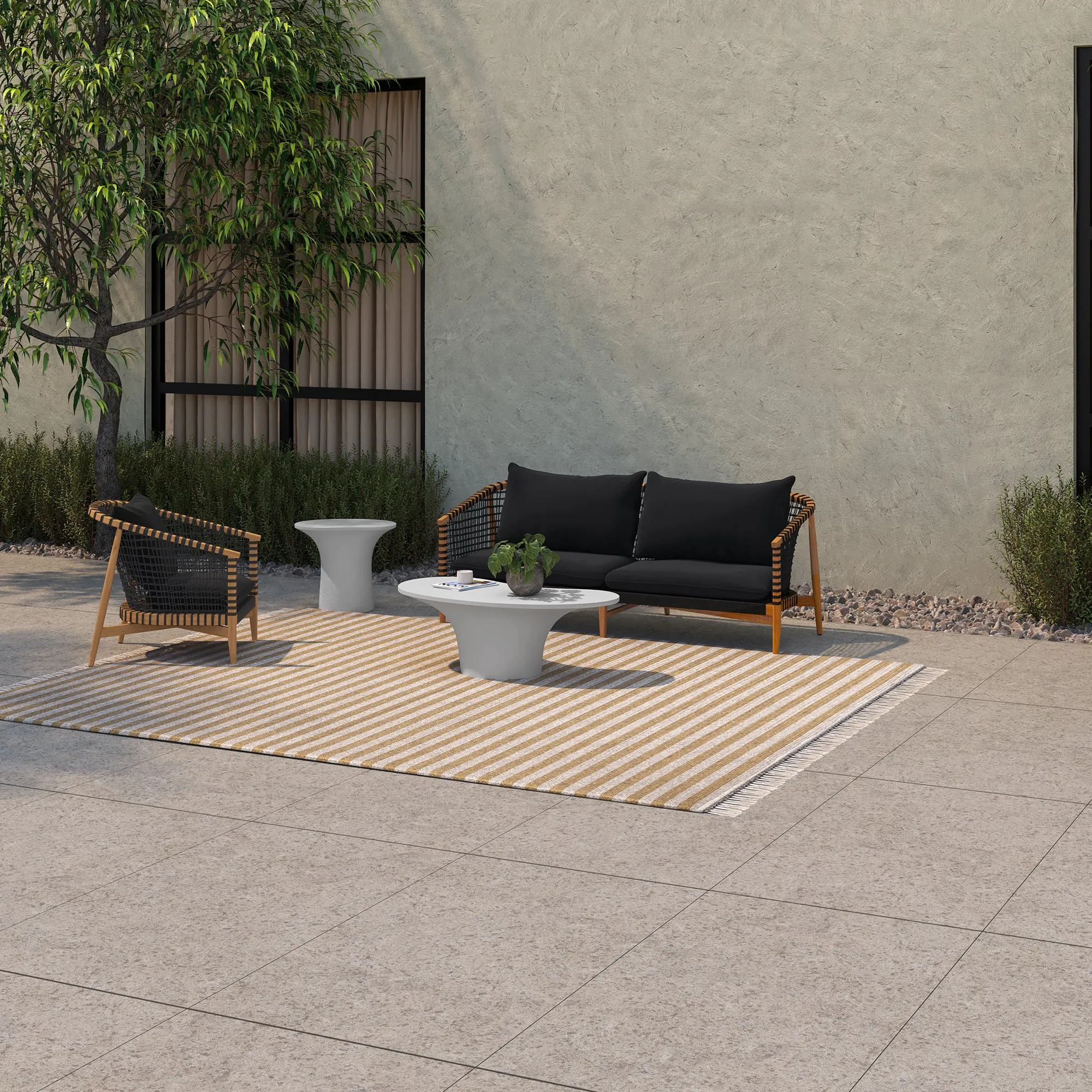 Modern Freeform Glass-topped Outdoor Table