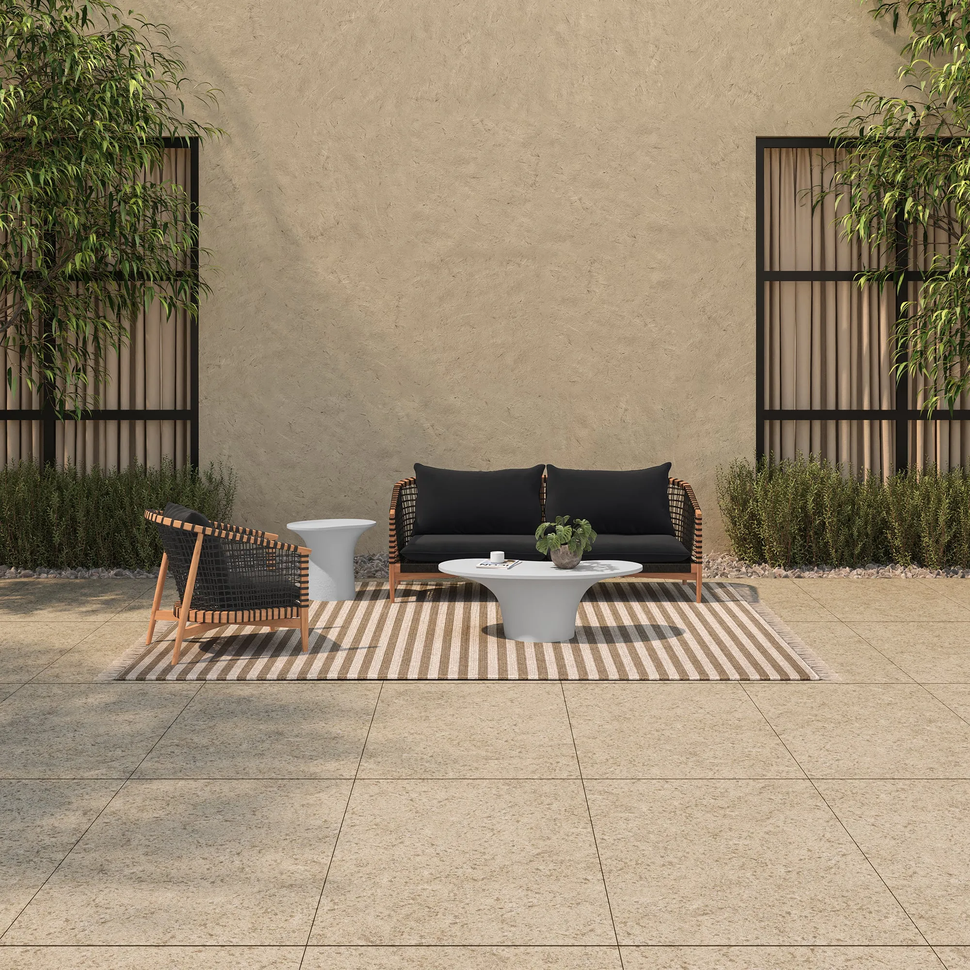 Modern Freeform Glass-topped Outdoor Table