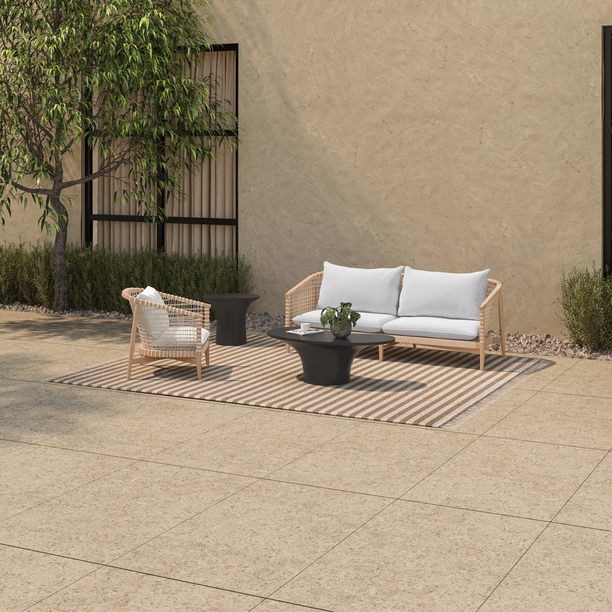 Modern Freeform Glass-topped Outdoor Table