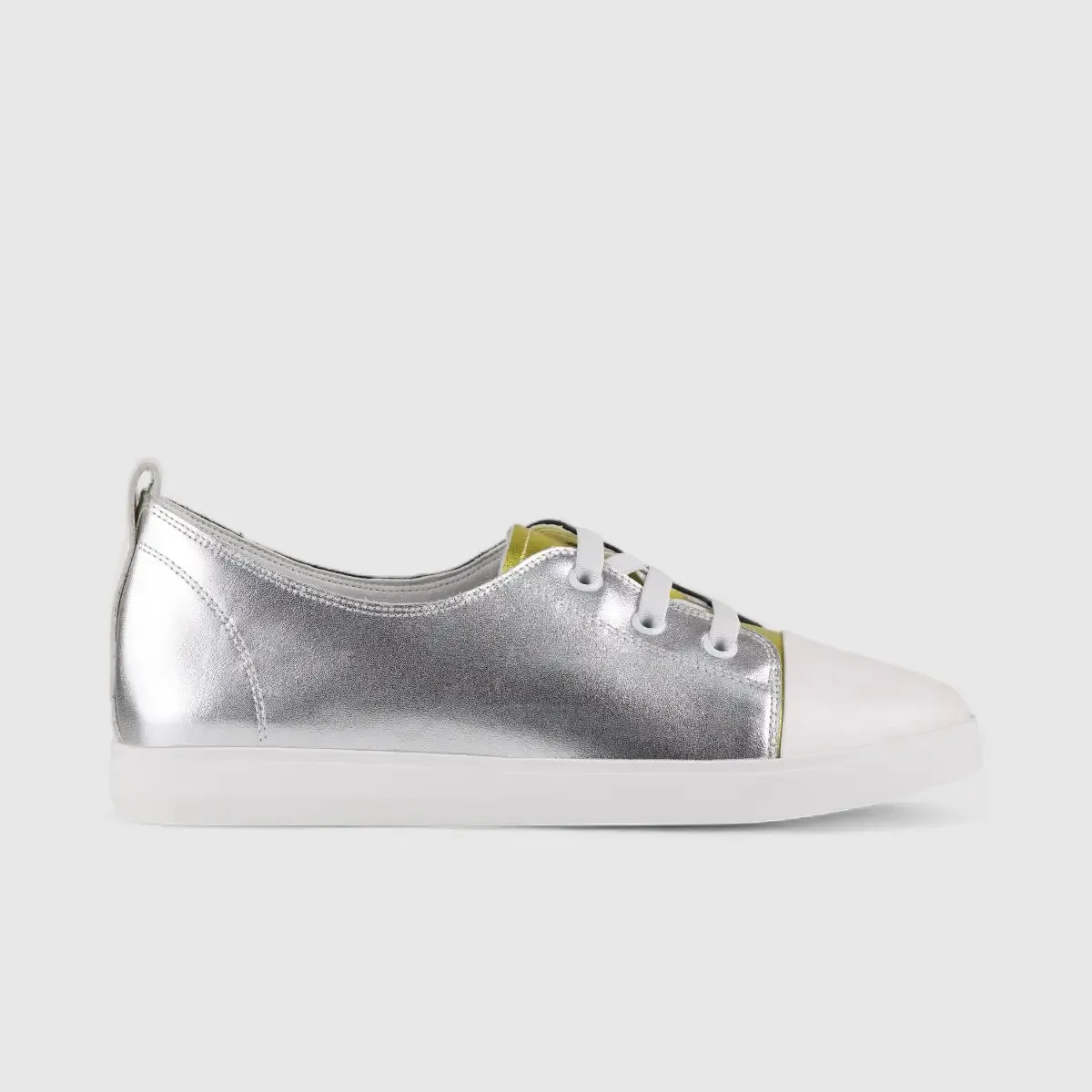 Morbido Ladies Leather Statement Sneakers Silver 1719-6