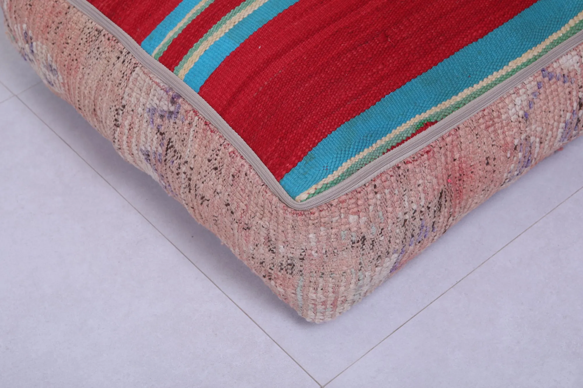 Moroccan berber handmade old azilal rug pouf