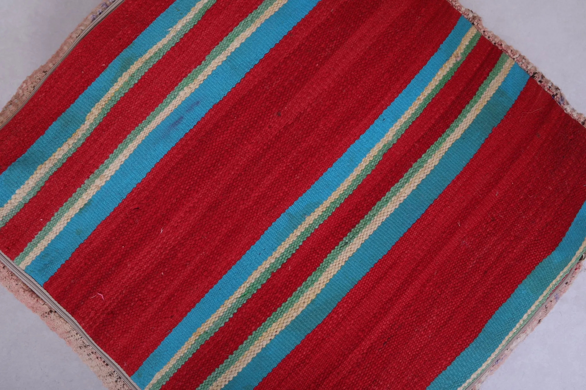Moroccan berber handmade old azilal rug pouf