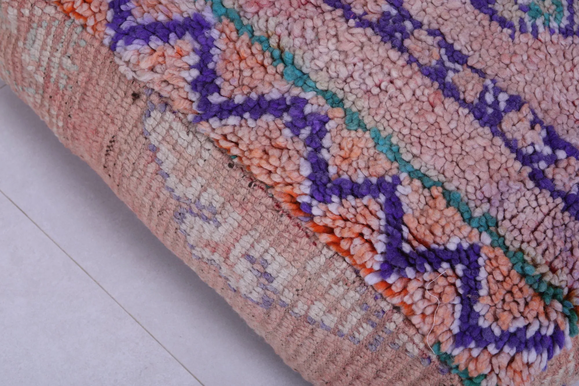 Moroccan berber handmade old azilal rug pouf