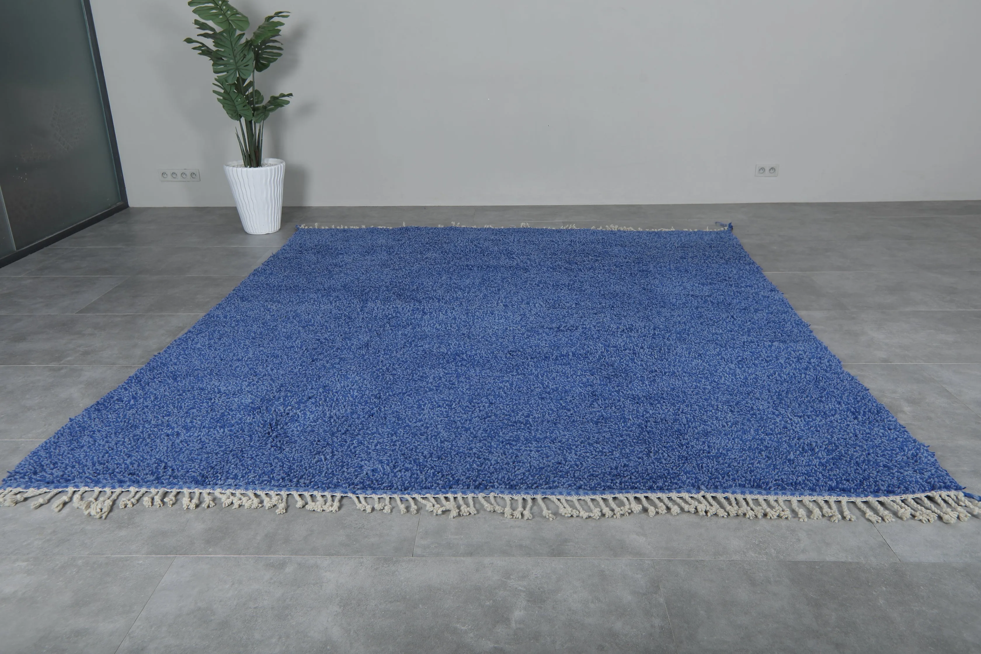 Moroccan solid blue rug - Berber rug - Custom rug
