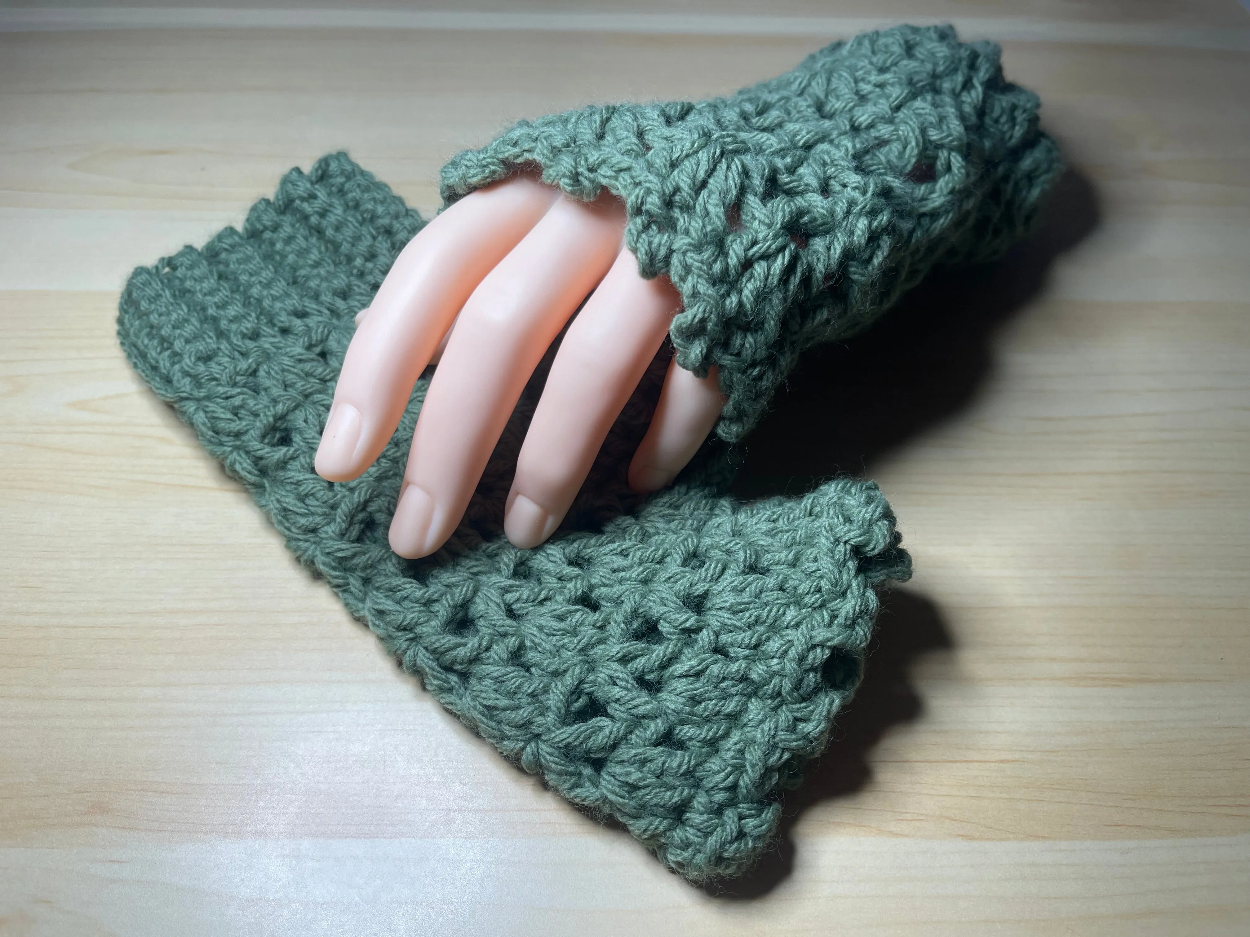 Moss Green Fingerless Gloves