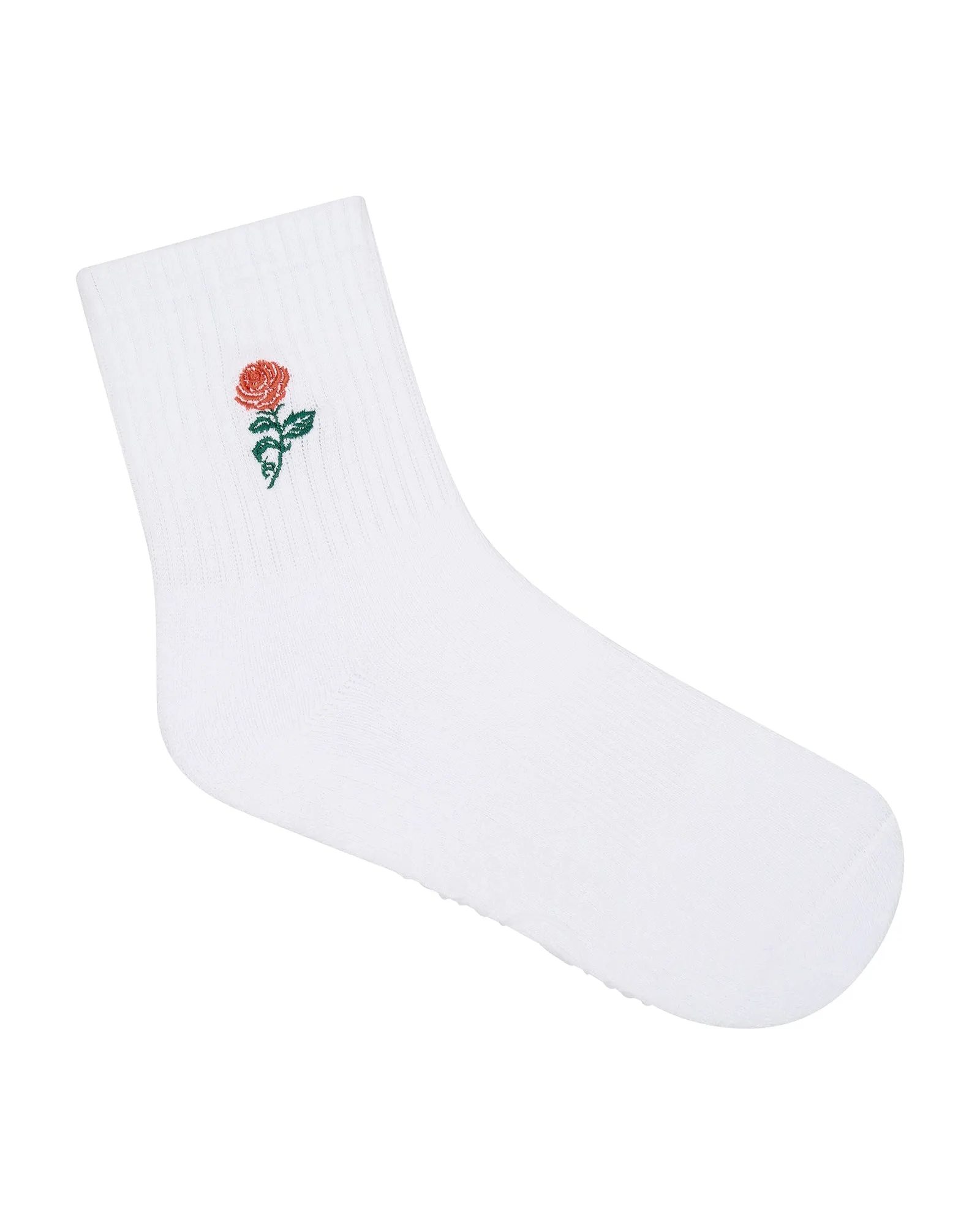 Move Active Crew Non Slip Grip Socks - Vintage Rose White