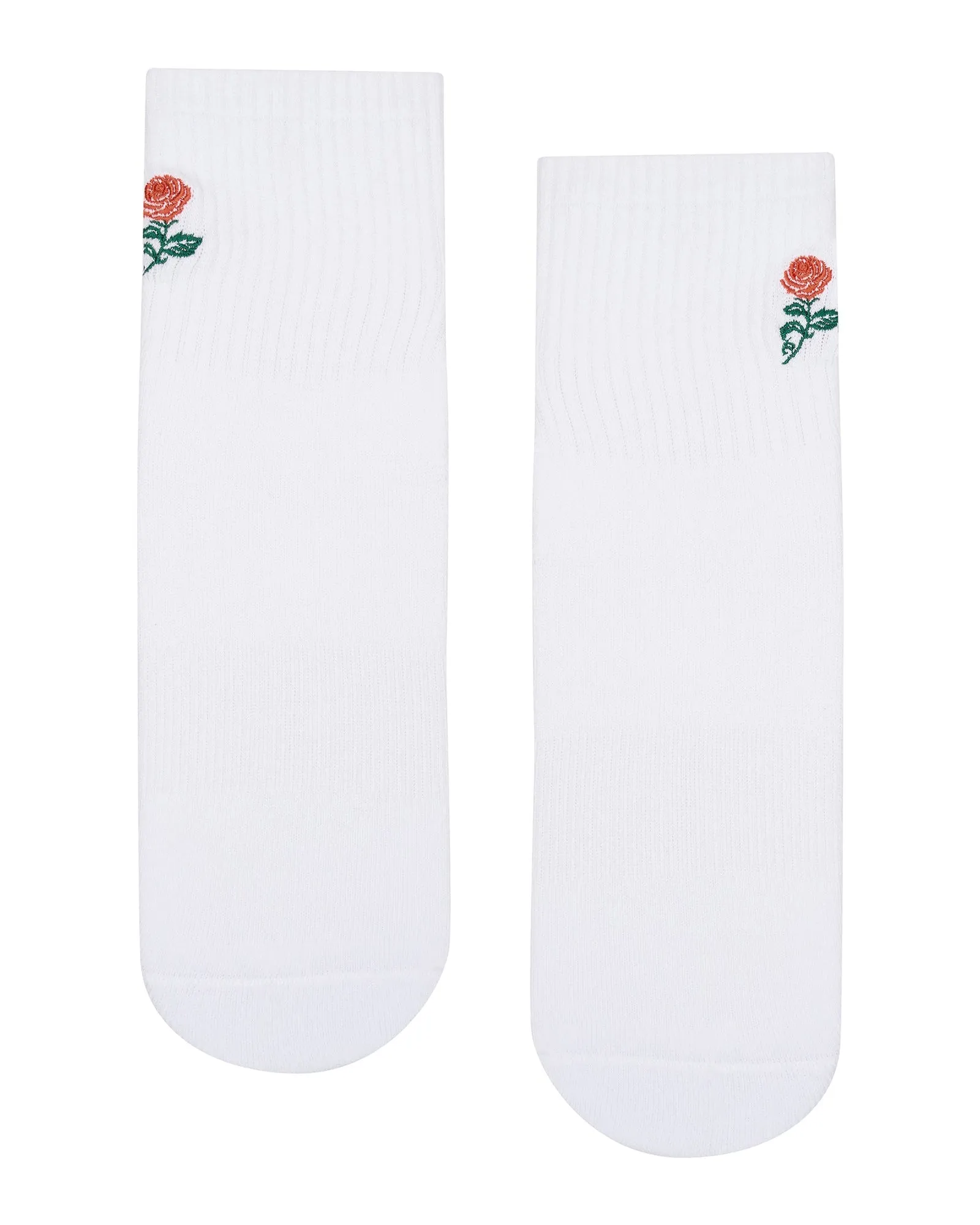 Move Active Crew Non Slip Grip Socks - Vintage Rose White
