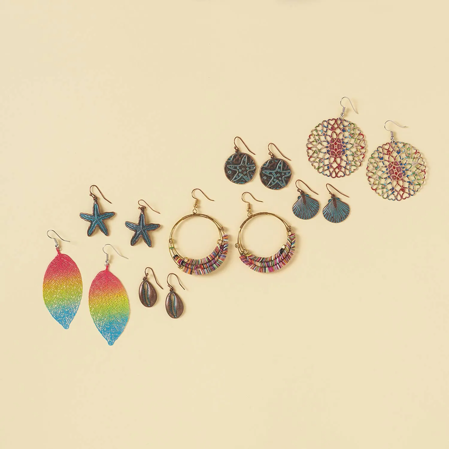 Multi Disc Hoop Earrings