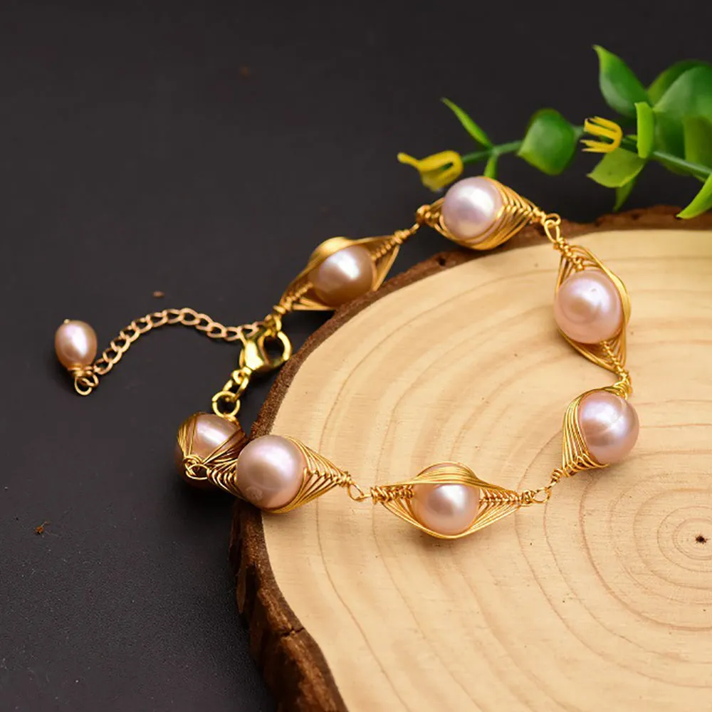 Natural Freshwater Pearl Bracelet Handmade Winding Fashion Jewelry Adjustable