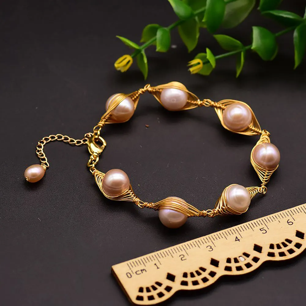 Natural Freshwater Pearl Bracelet Handmade Winding Fashion Jewelry Adjustable