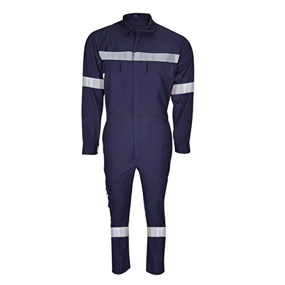 Navy Blue Complete Work Wear Coverall With Reflector