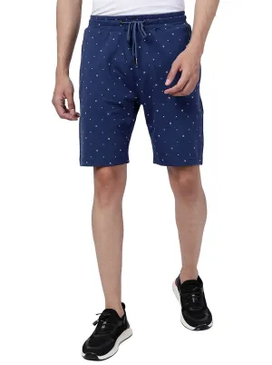 Navy Blue Printed Regular Fit Shorts | JadeBlue