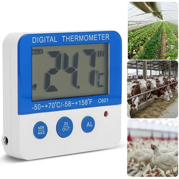 NEW Alarm Thermometer, ABS Indoor Outdoor Large Thermometer Mini Alarm Thermometer Compact and Lightweight