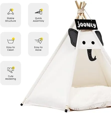 NEW Ealing Pet Teepee with Cushion for Dogs and Cats Puppies House with Bed Pet Tent Bed Indoor Outdoor (Modern)