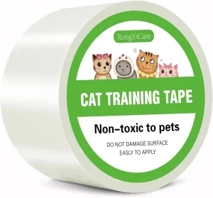 New RongYiCare Cat Scratch Protector, Cat Furniture Protector Training Tape Anti Scratching, 100% Transparent Clear Double Sided Cat Scratch Deterrent Tape for Carpet, Sofa, Couch, Door