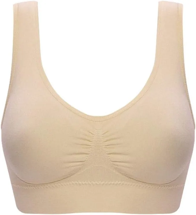 New Seamless Comfortable Sports Bra, Workout Wire free All Day Comfort Bra, Beige Sz 6XL