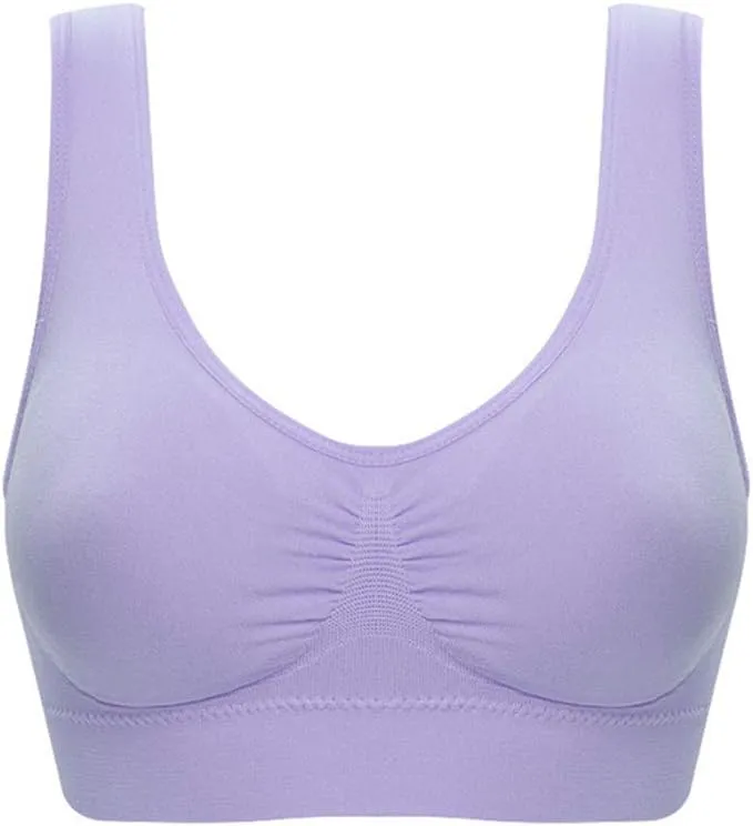 New Seamless Comfortable Sports Bra, Workout Wire free All Day Comfort Bra, Purple Sz 6XL