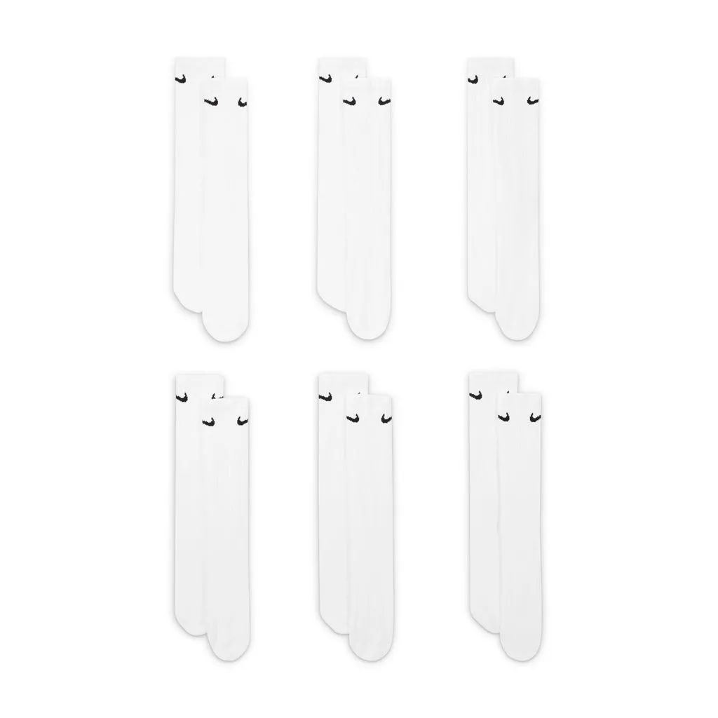 NIKE EVERYDAY CUSHIONED CREW SOCKS 6 PACK - WHITE
