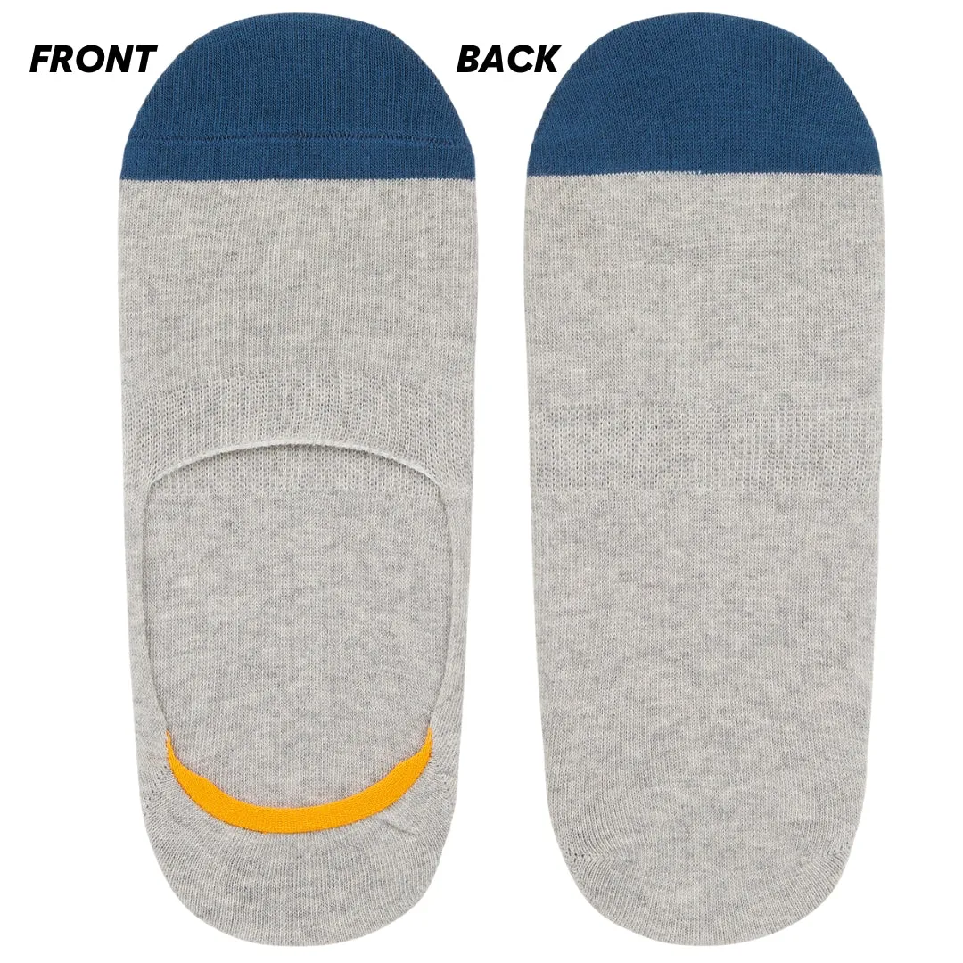 No-Show Invisible Multicolor Cotton Boat Socks with Wide Opening Anti Slip Heel Gel